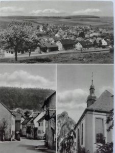 Ansichtskarte mit Panorama vom Kohlberg, Schwalbacher Straße und Kirche