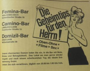 Anzeige "Femina Bar", Festschrift "100 Jahre Chrogesang in Esch, 1983